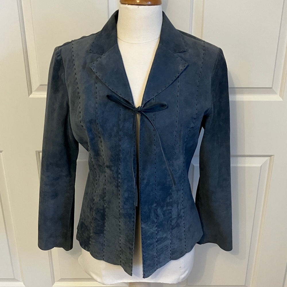 Elegant Navy Suede Blazer for Women